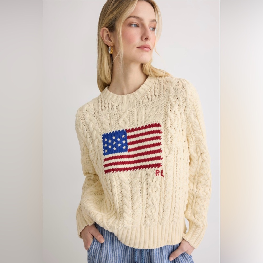 Ralph Lauren Flag Cotton Crewneck Sweater